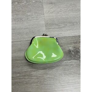 Vintage TIFFANY& Co.  Blue/Green Leather Kiss Lock Coin Purse Wallet